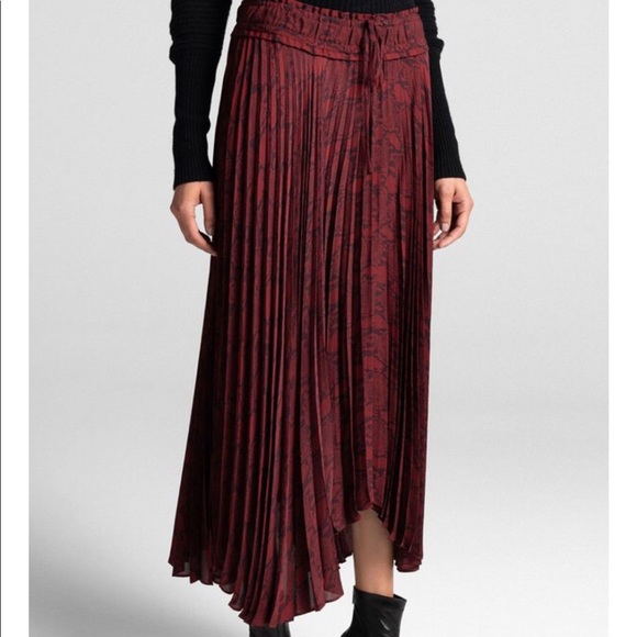 A.L.C. Maya snake print Bordeaux midi skirt (burgundy & black) - Picture 5 of 17
